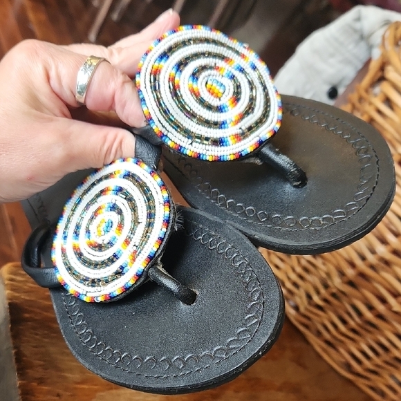 Black Beaded Sandals - Picture 8 of 11